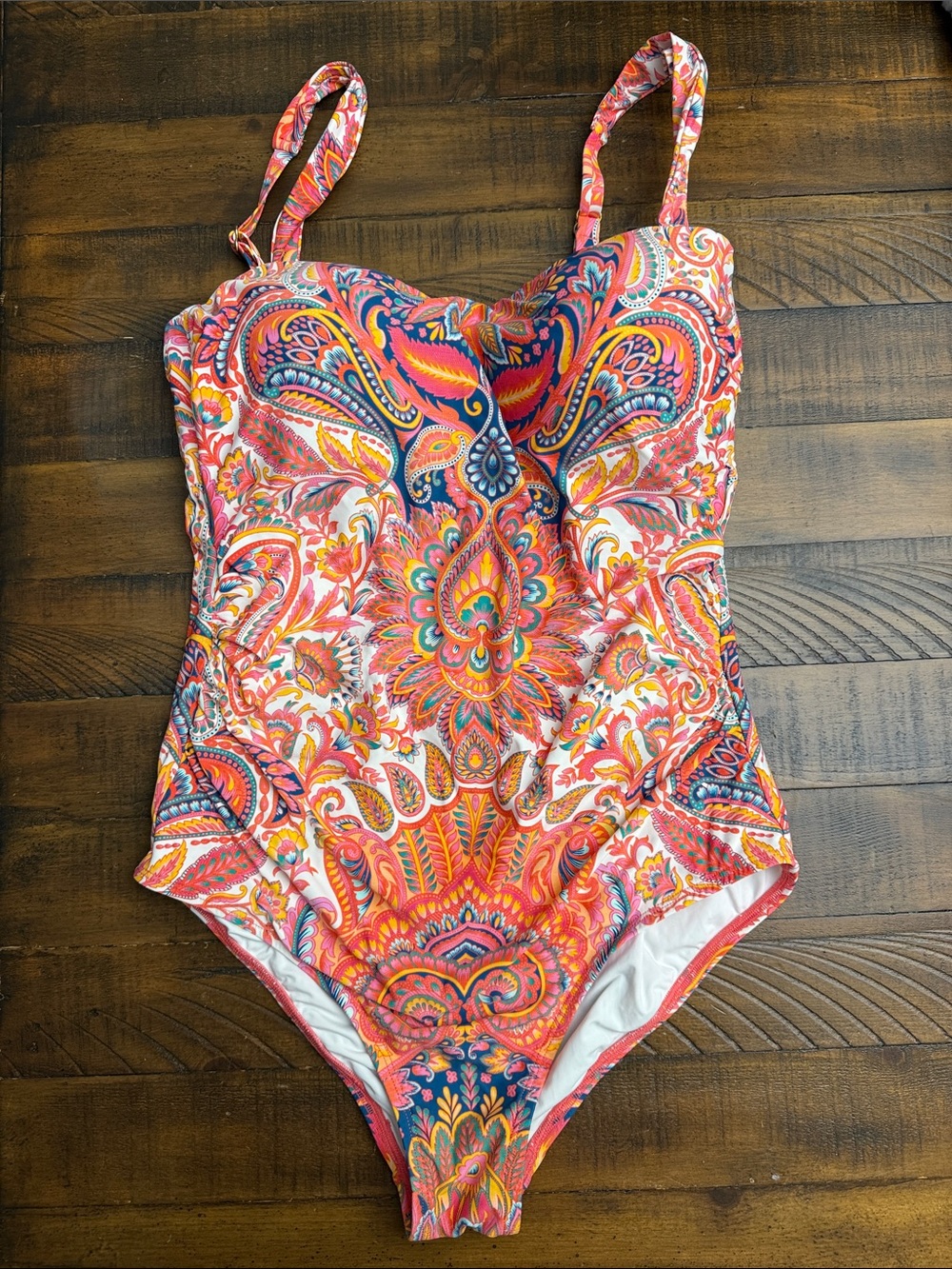 Jantzen Paisley Floral One Piece — Pink, Orange, Blue, Yellow